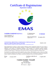 Certificato di registrazione EMAS